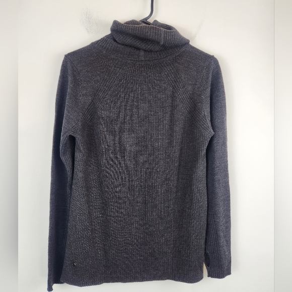 Lululemon Sweat & Savasana Merino Wool Sweater Turtleneck Cowlneck Dark Gray Siz - Picture 2 of 7